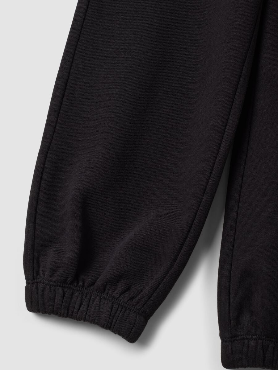 Black pure cotton fleece joggers, regular fit_3