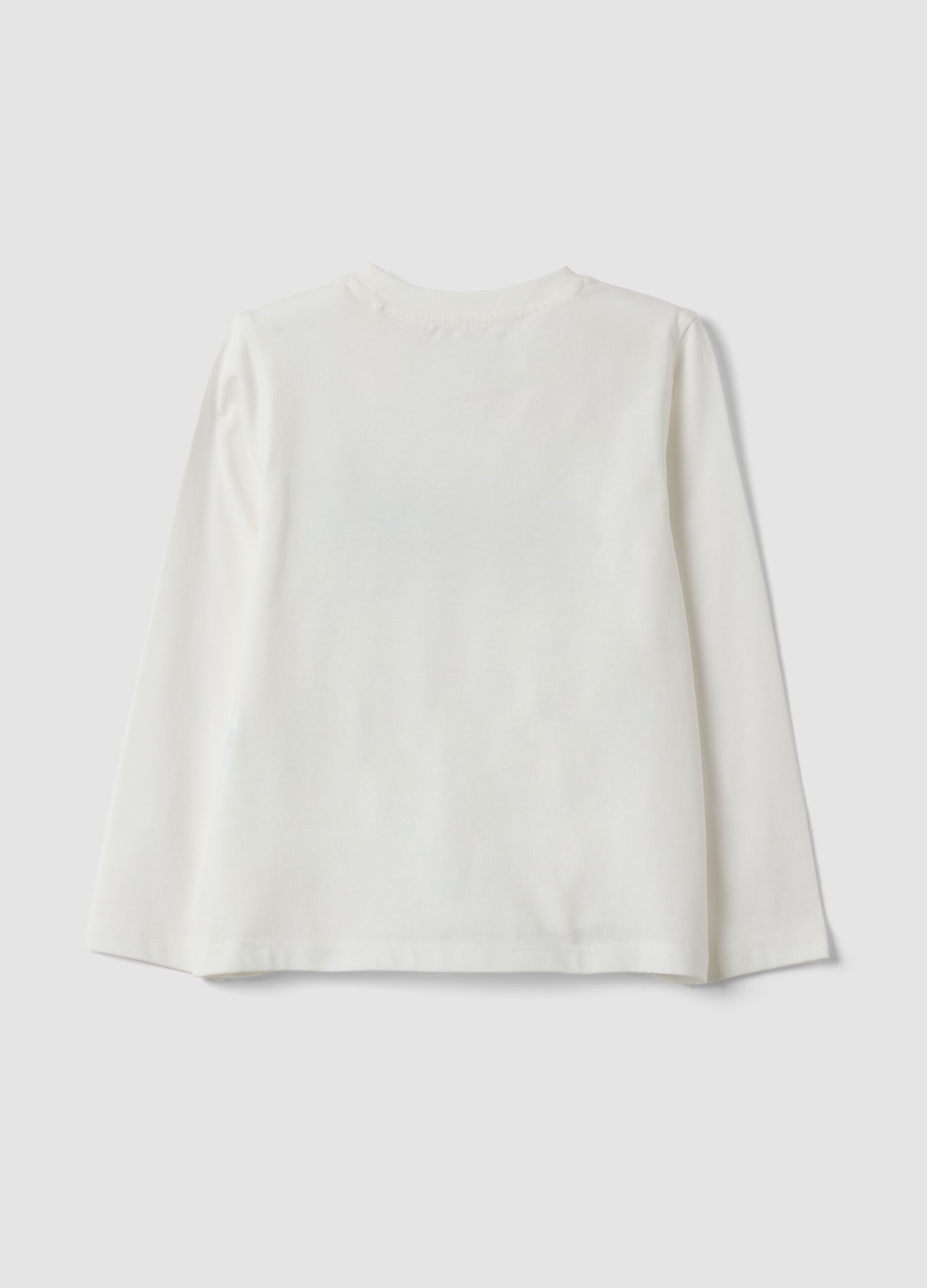 White pure organic cotton T-shirt with front print