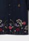 Navy blue short sleeve shirt with floral embroidery_3