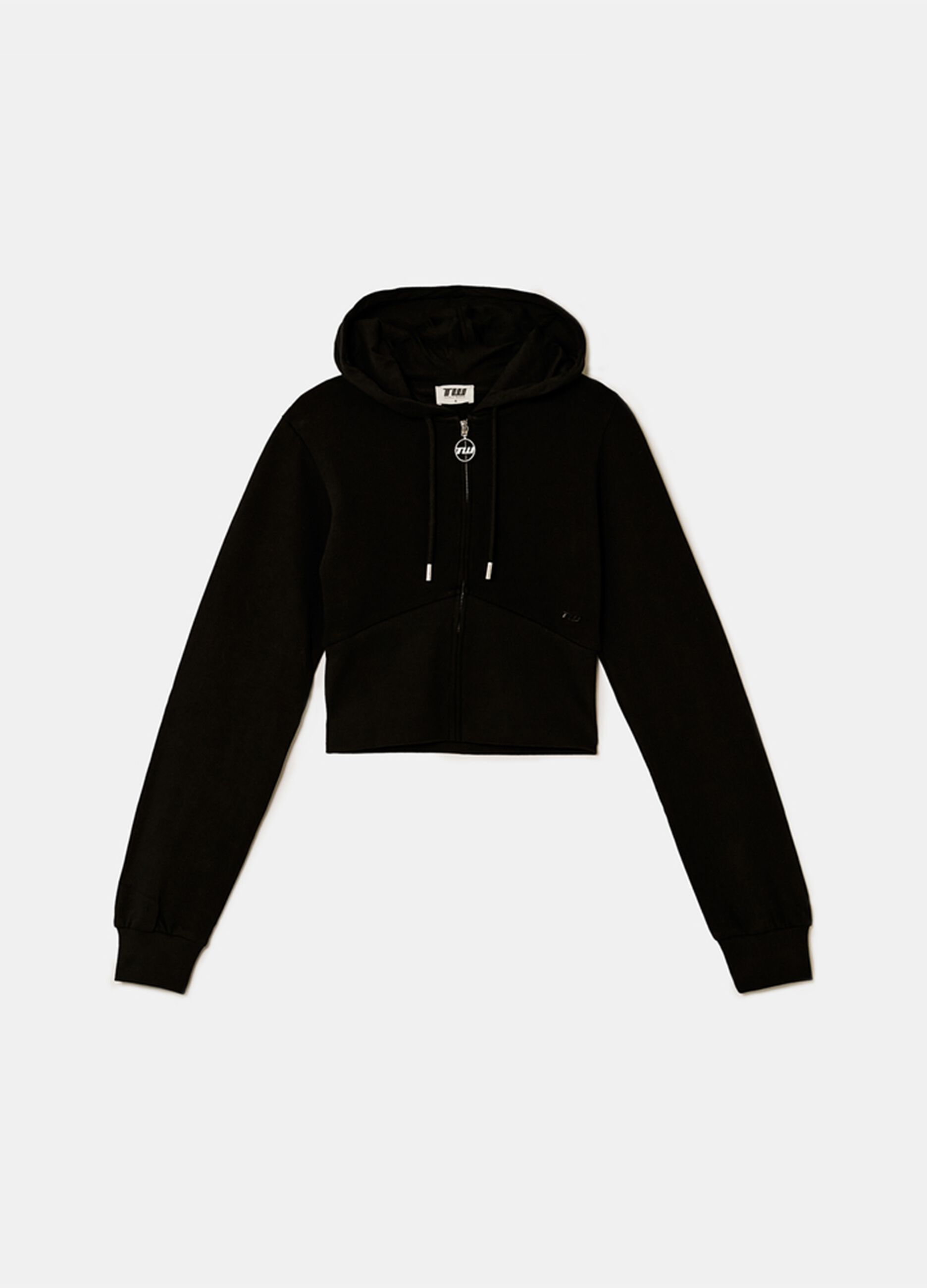 Black Cotton Blend Regular Fit Hoodie