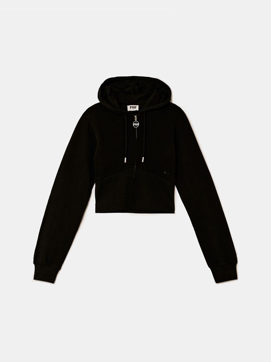 Black Cotton Blend Regular Fit Hoodie_3