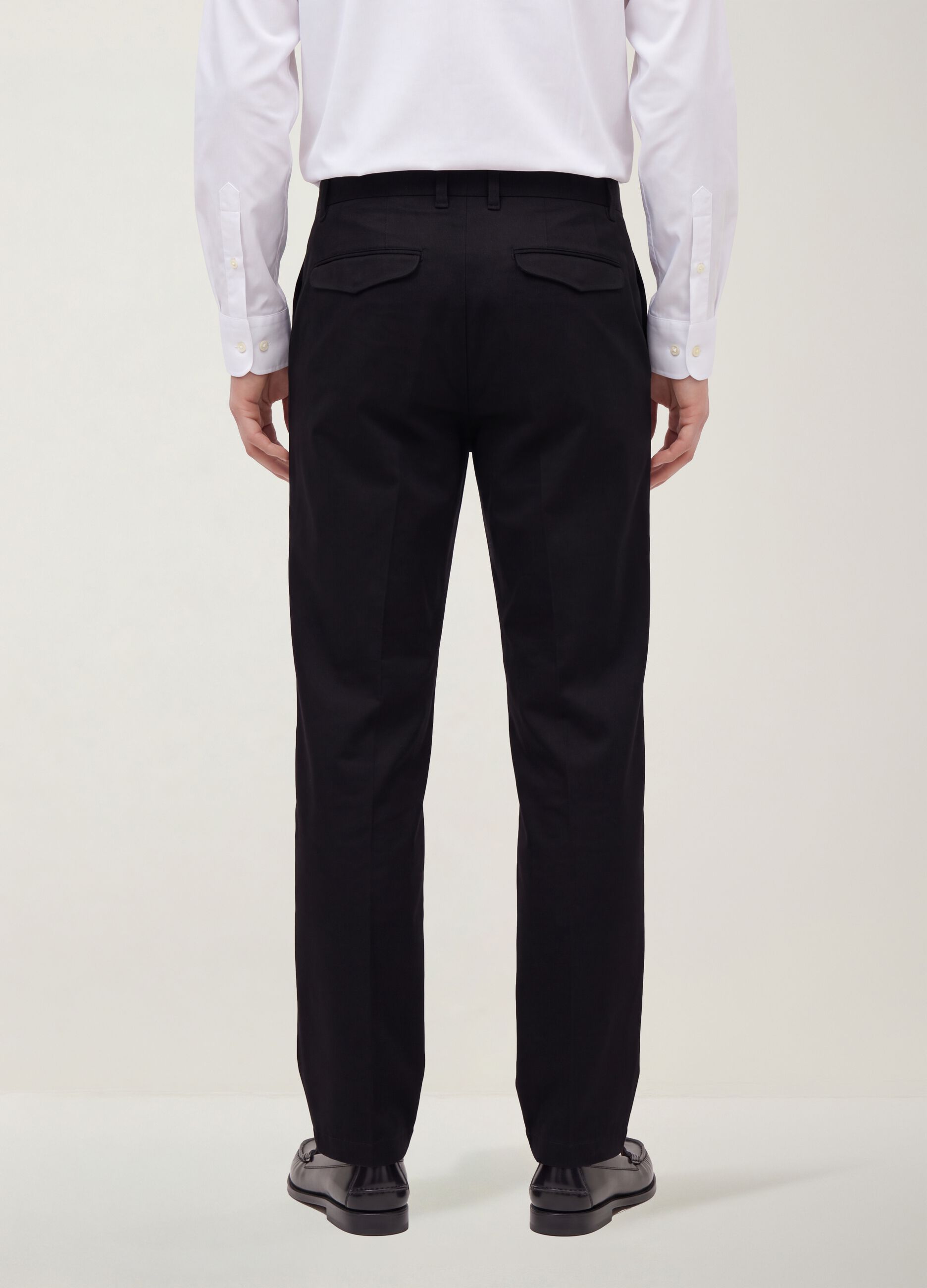 Black pure cotton regular-fit chino trousers