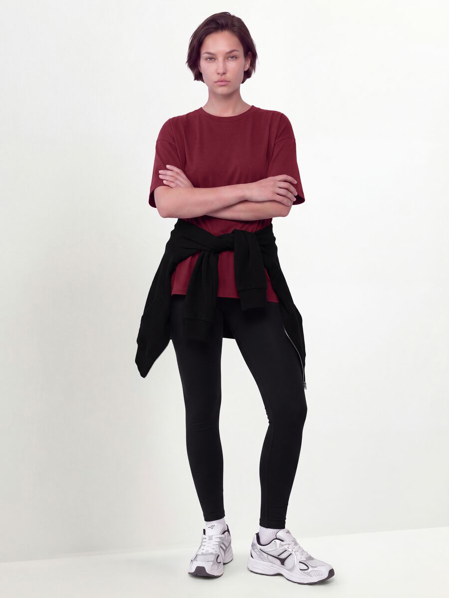 Red crew-neck T-shirt in stretch cotton-modal blend, regular fit_1