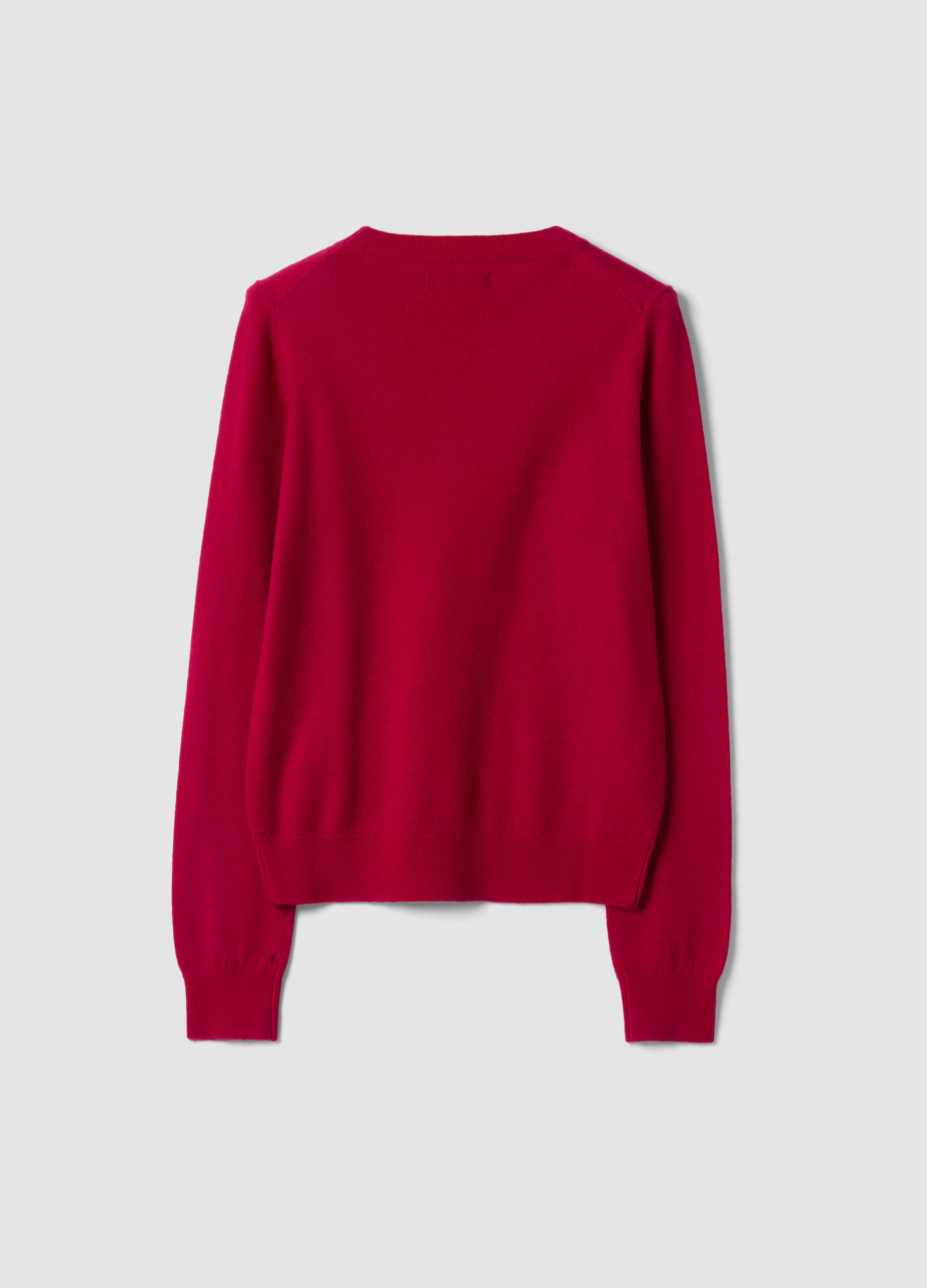 Maglia rossa in pura lana a girocollo