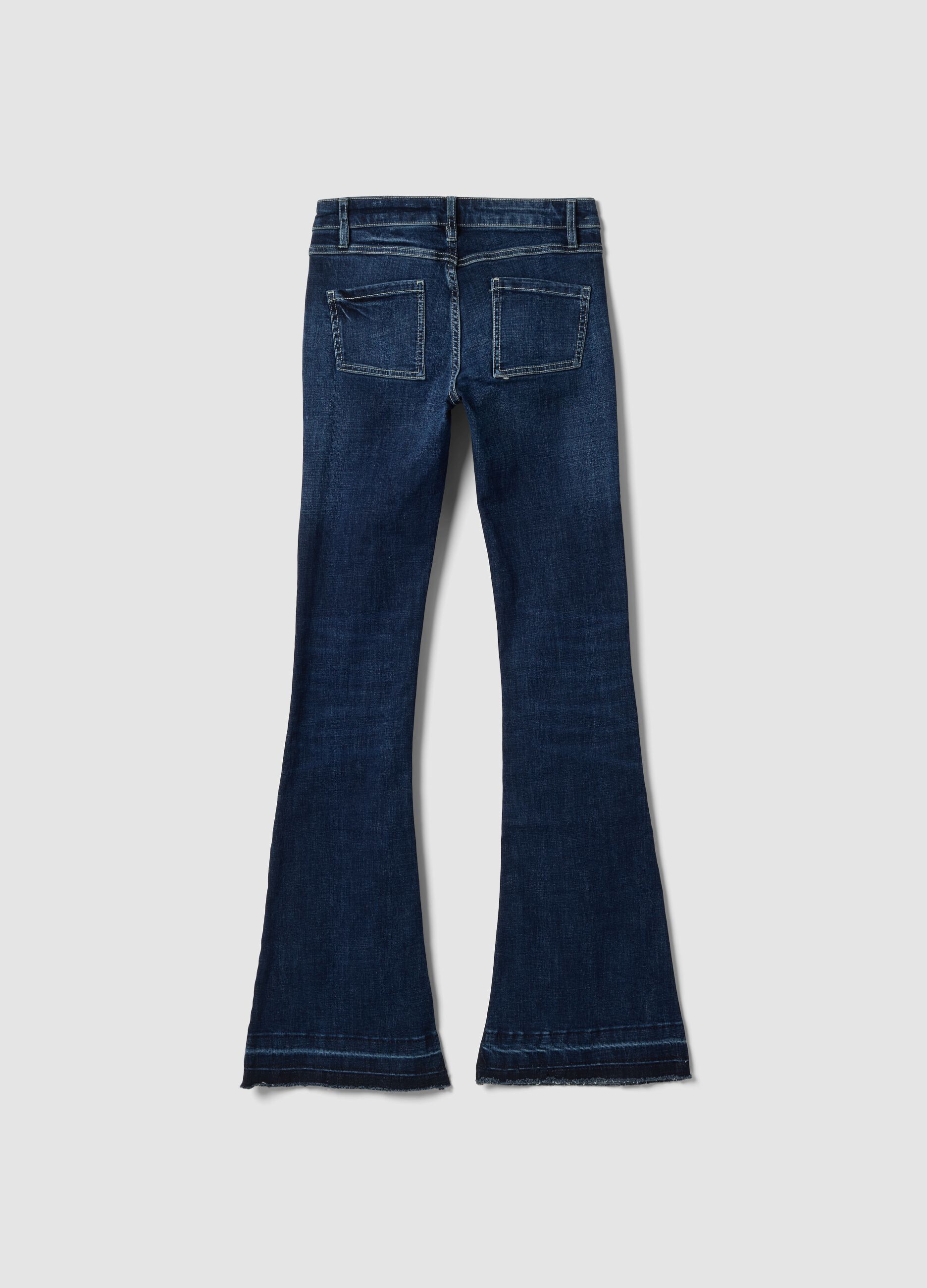 Slim Flare Dark Blue Washed Denim Jeans