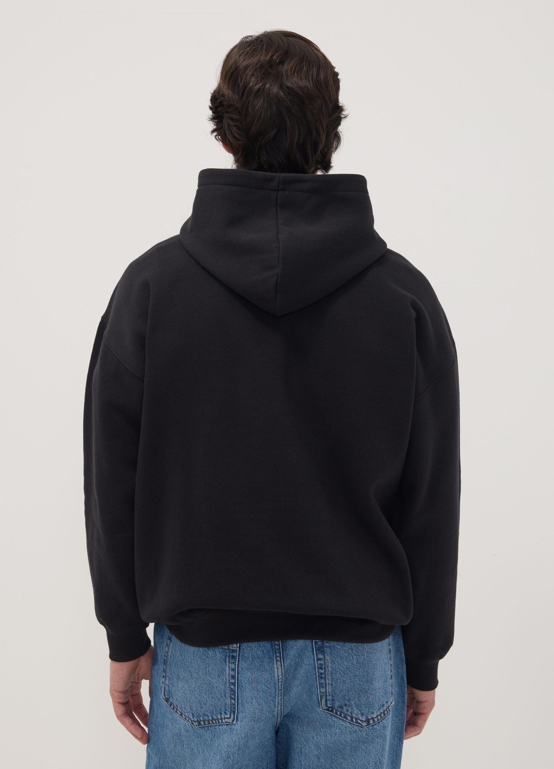 Black cotton-blend hoodie with Brooklyn Nets print