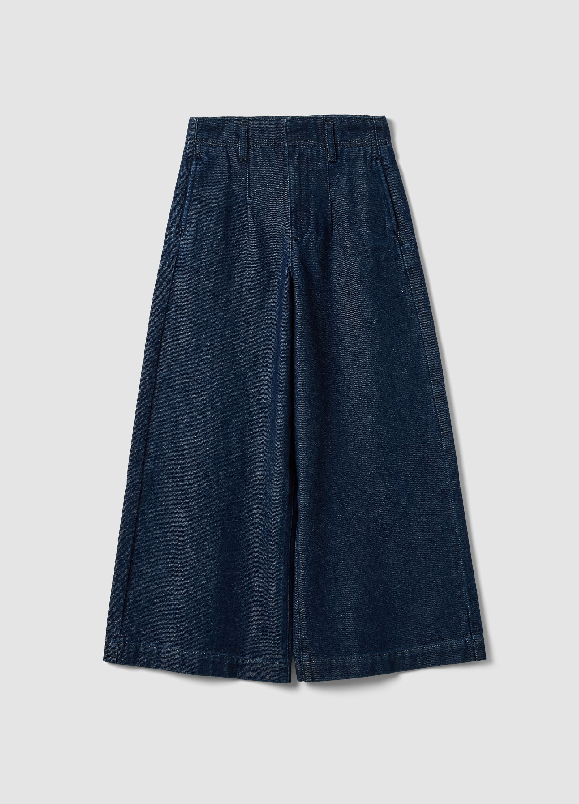 Blue wide-leg jeans in pure cotton