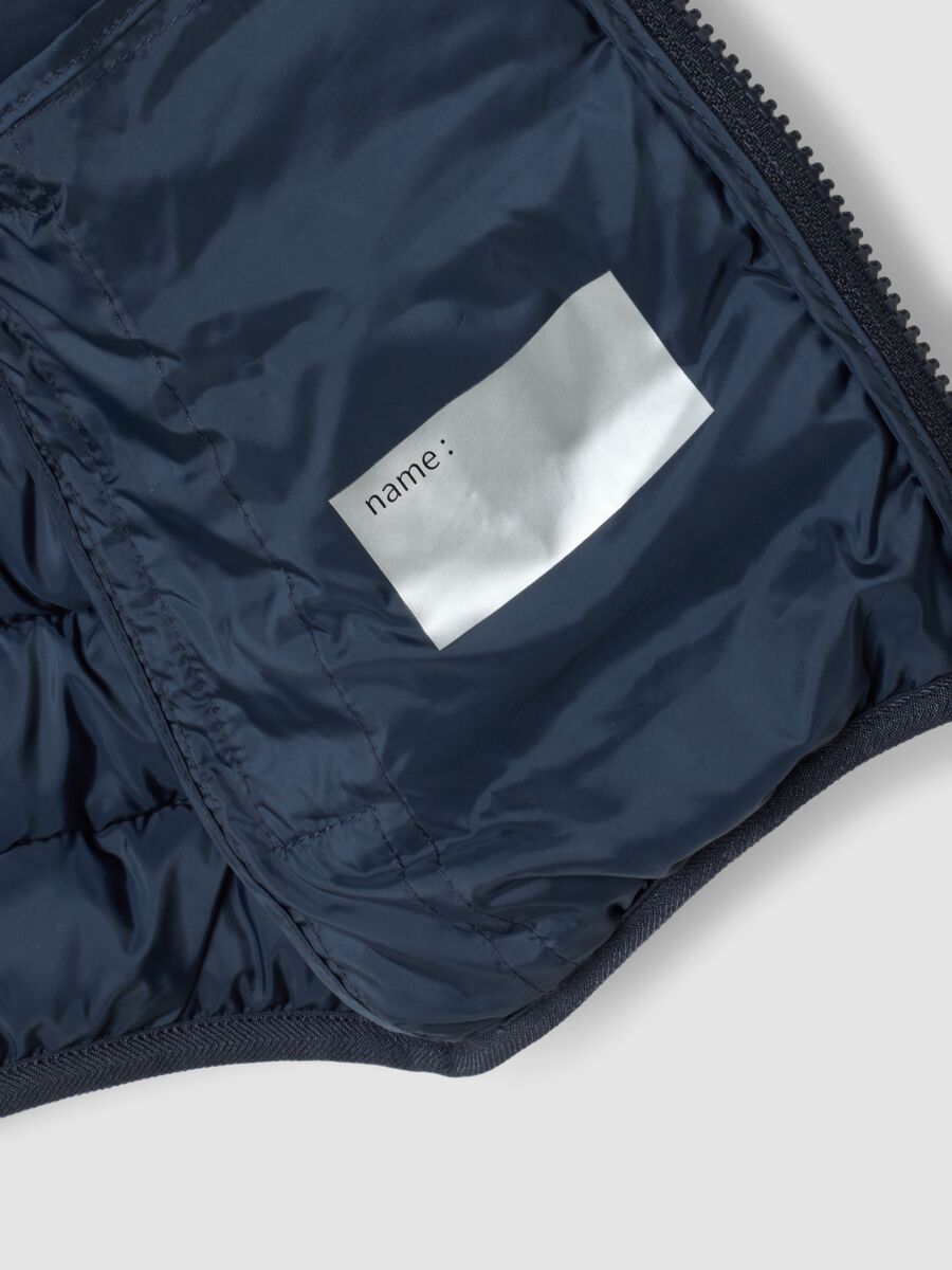 Blue Ultralight padded hooded jacket with zip for boys_3