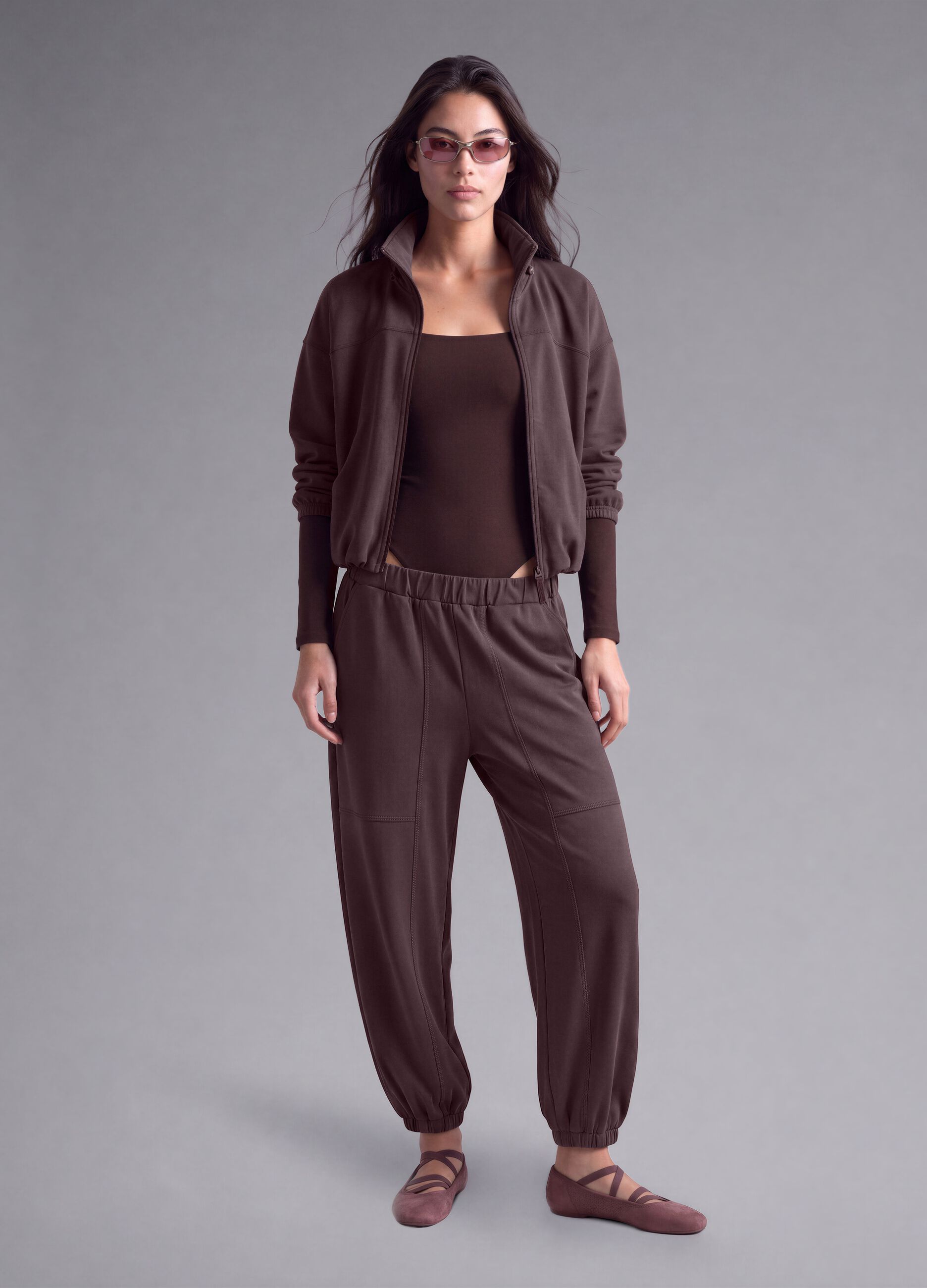 Cropped purple full-zip soft-touch jacket with stand-up collar ALTAVIA STUDIO