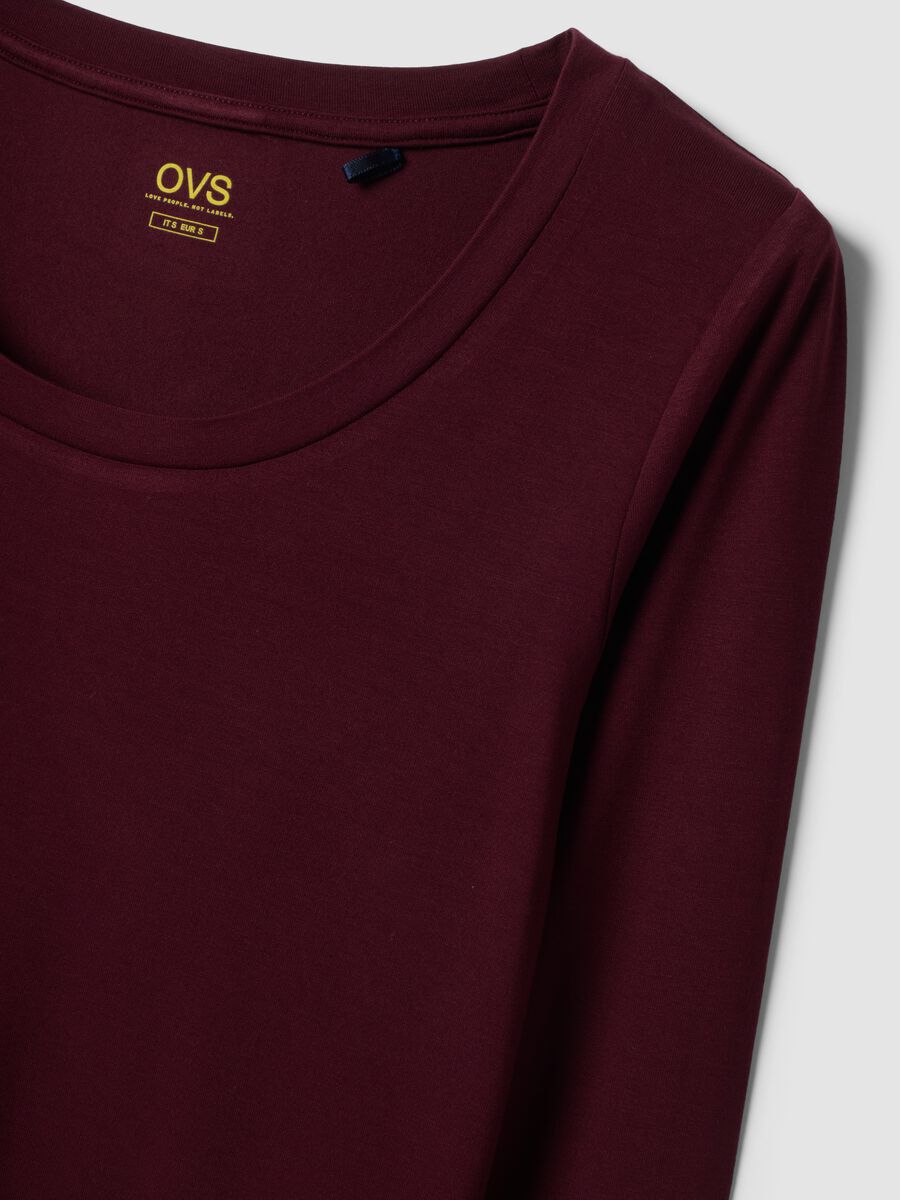 Purple stretch viscose slim-fit crew-neck T-shirt_5