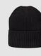 Black knitted beanie with turn-up cuff_1