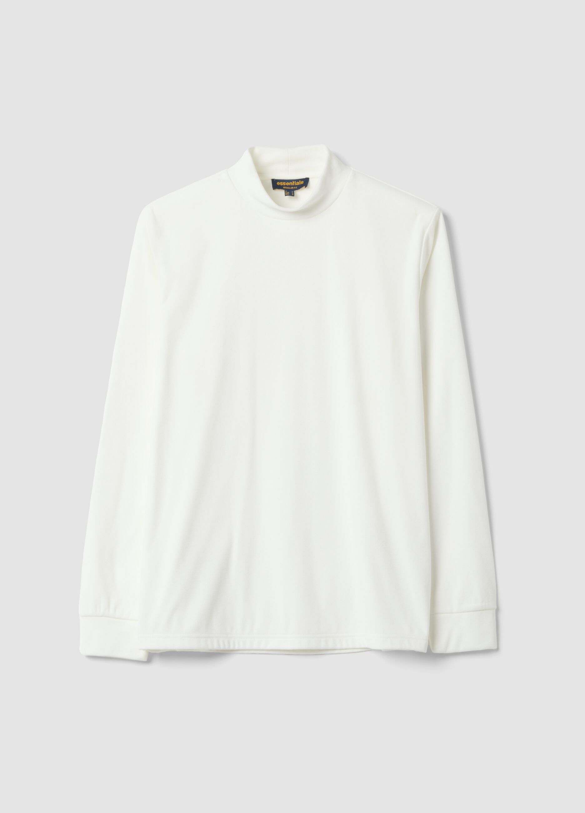 White stretch-fabric top with high neck