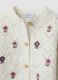 Cardigan bianco in maglia traforata con girocollo_2