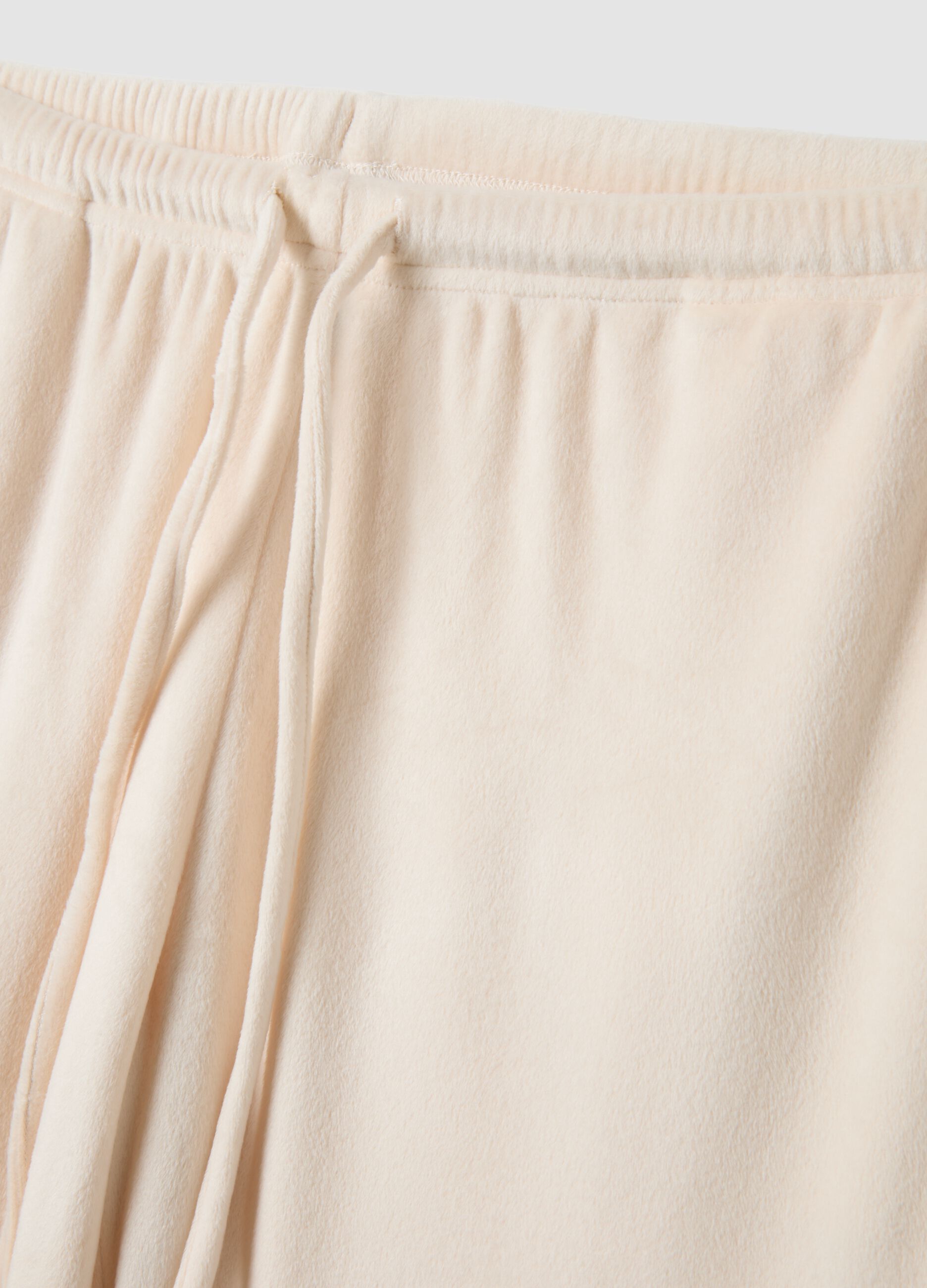White stretch chenille pyjama trousers, regular fit