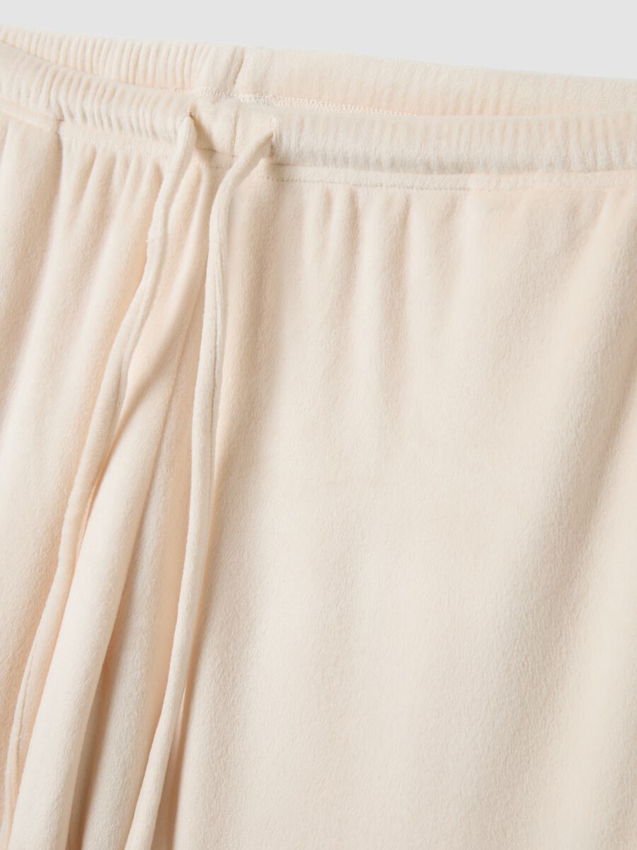 White stretch chenille pyjama trousers, regular fit_1