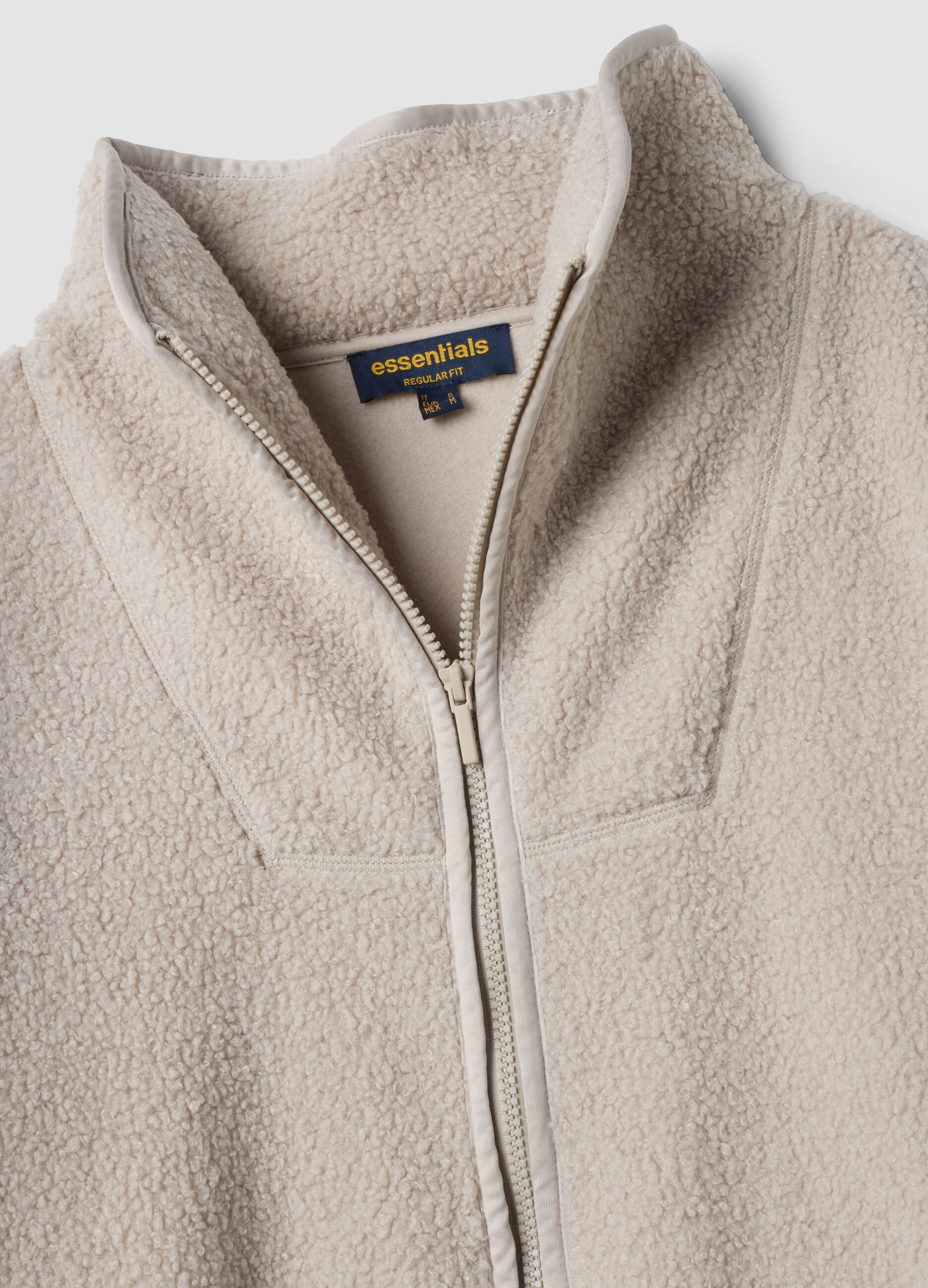 Beige crew-neck sweatshirt with zip