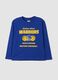 T-shirt blu in puro cotone con stampa basket_0