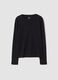 Black crew-neck pure cotton T-shirt with rhinestones, regular fit_0