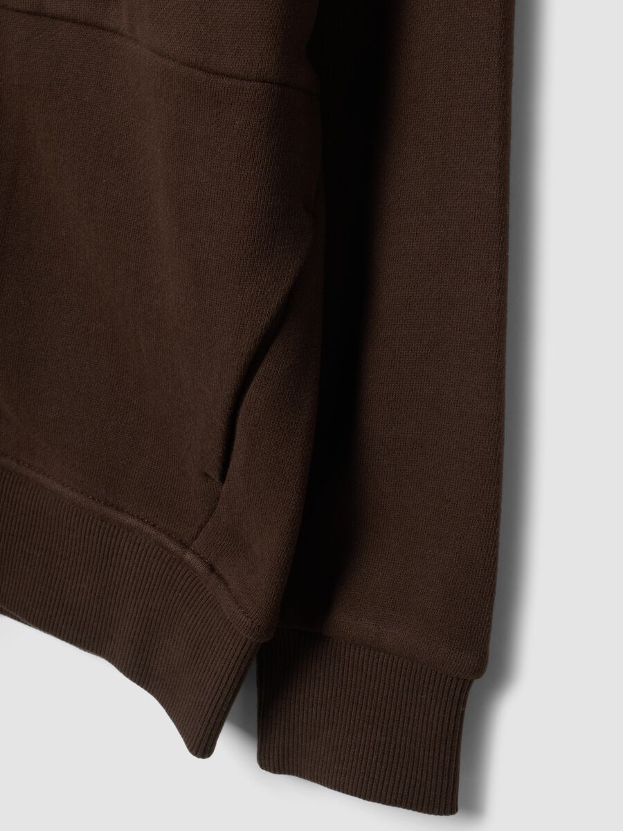 Brown organic cotton hoodie with crew neck_3
