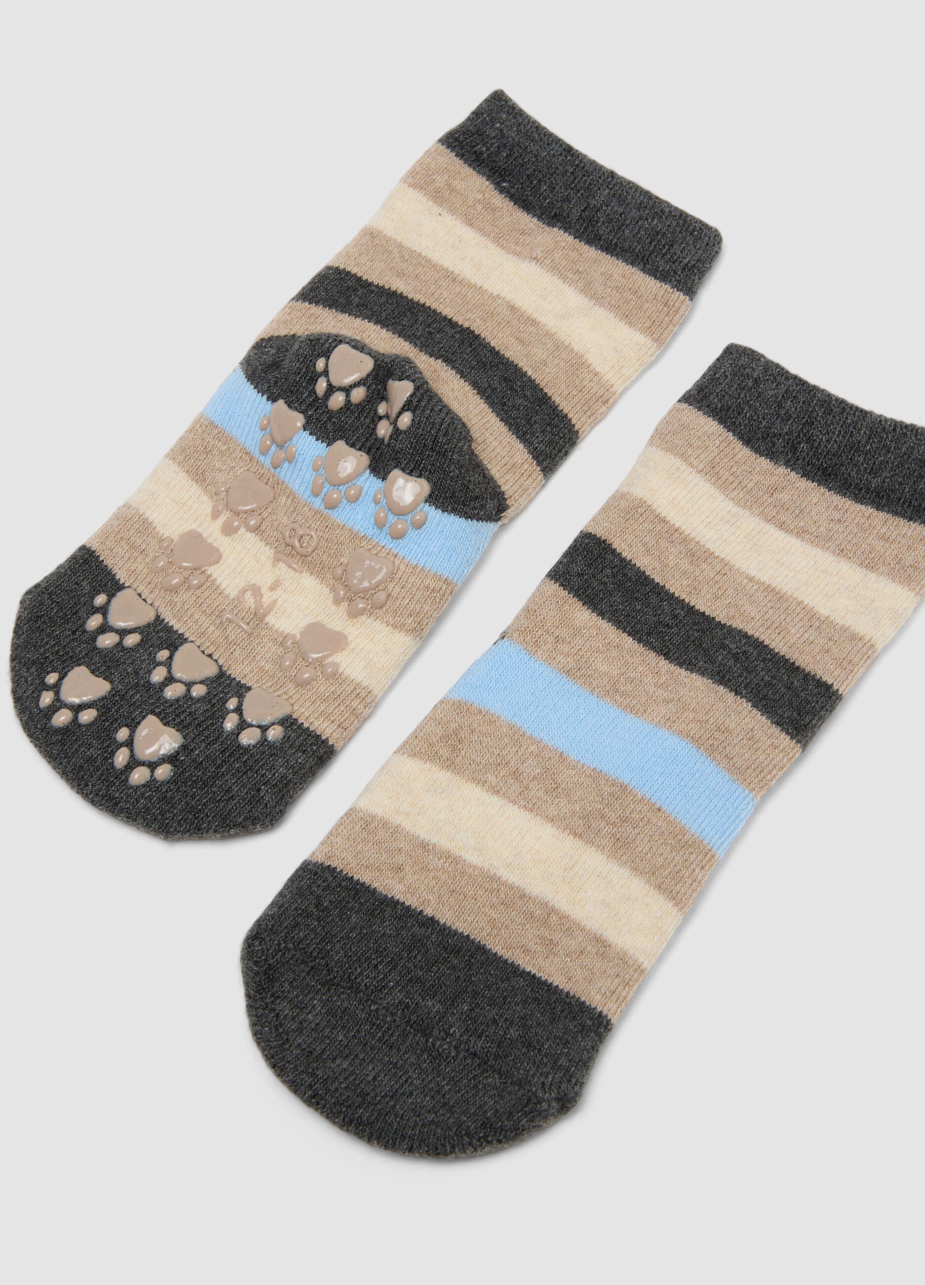 2-pack multicolour non-slip baby socks in stretch organic cotton