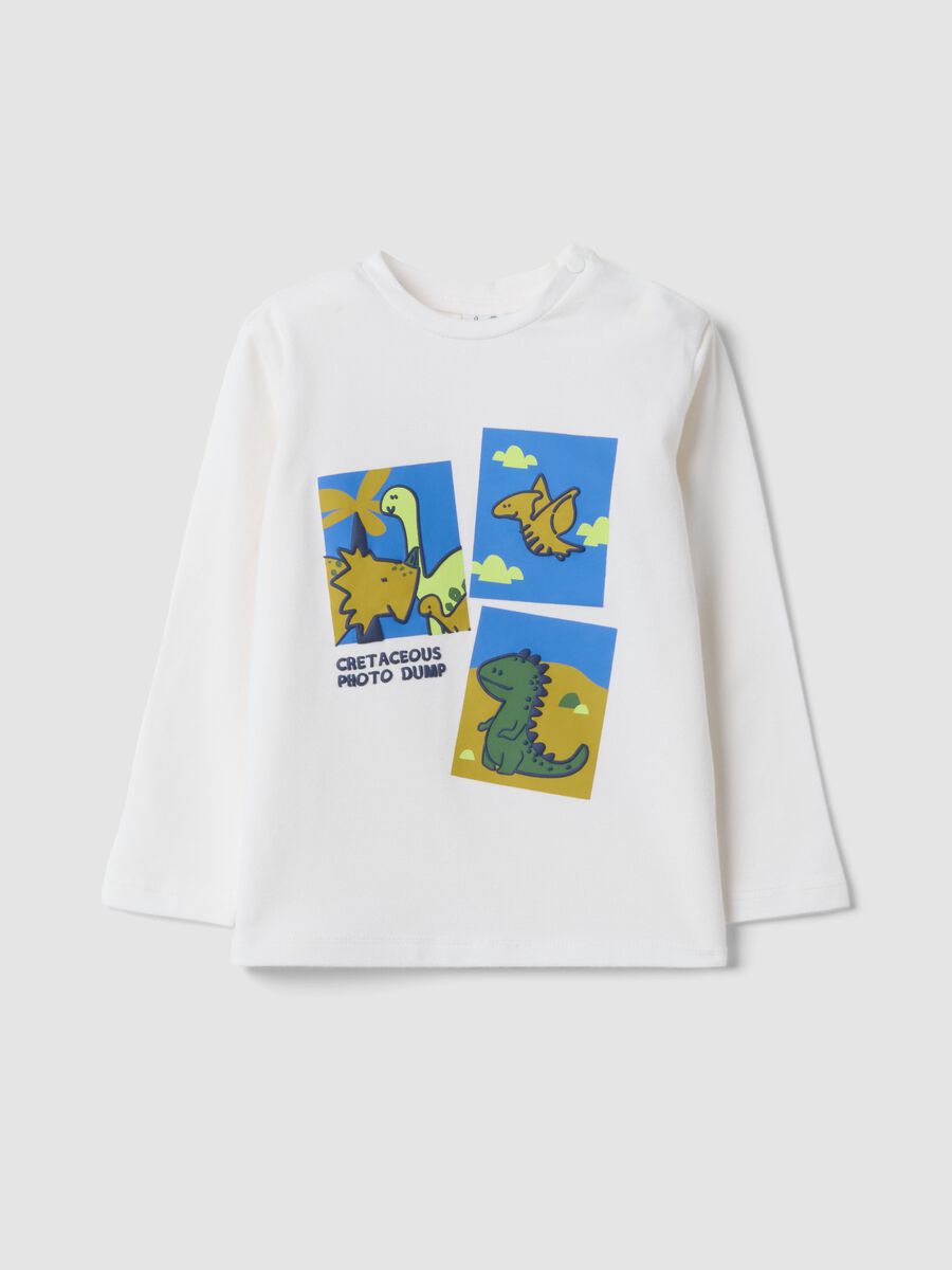 White crew-neck T-shirt in organic stretch cotton_0