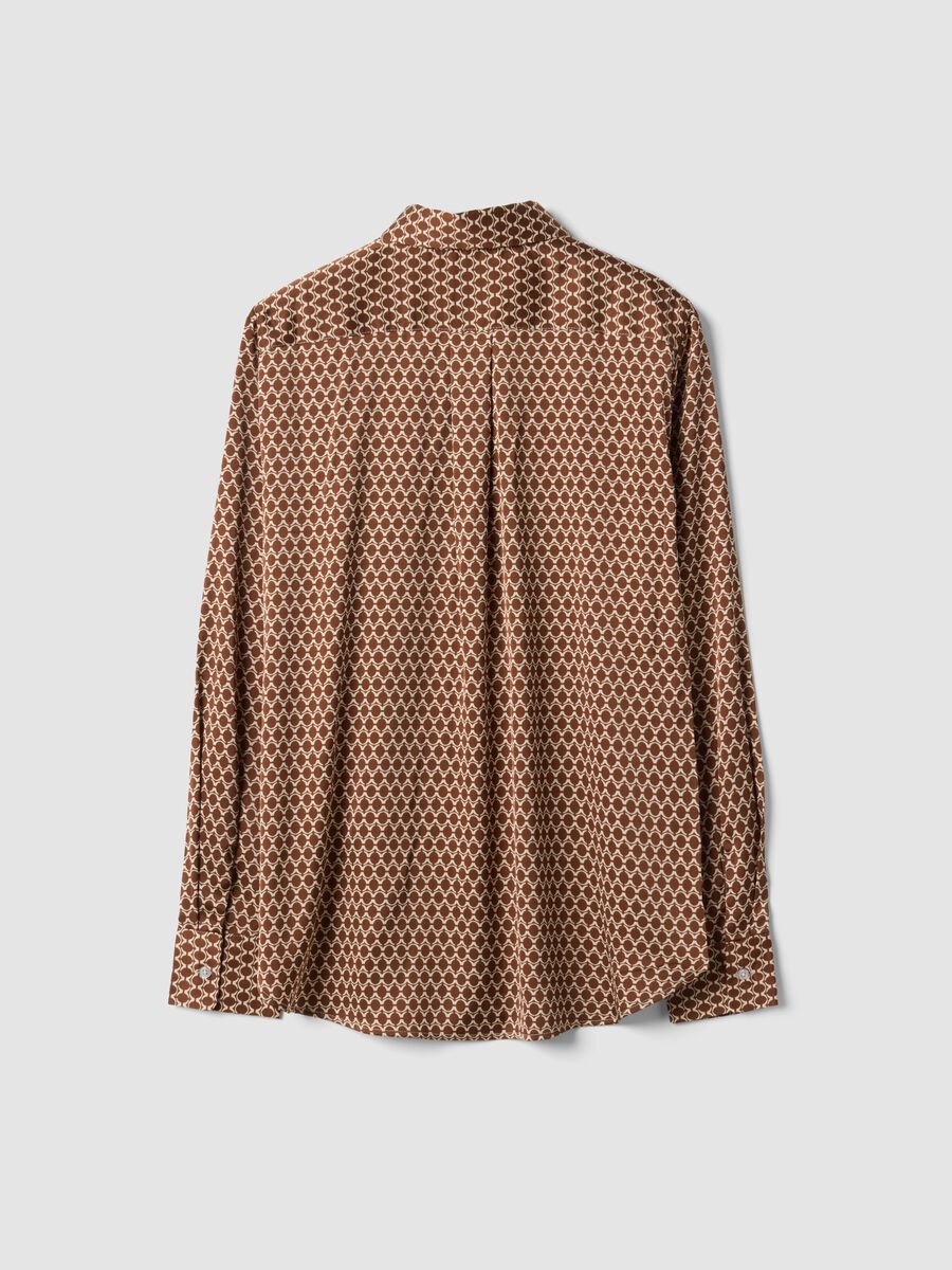 Camicia marrone in tessuto elasticizzato con fantasia regular fit_2