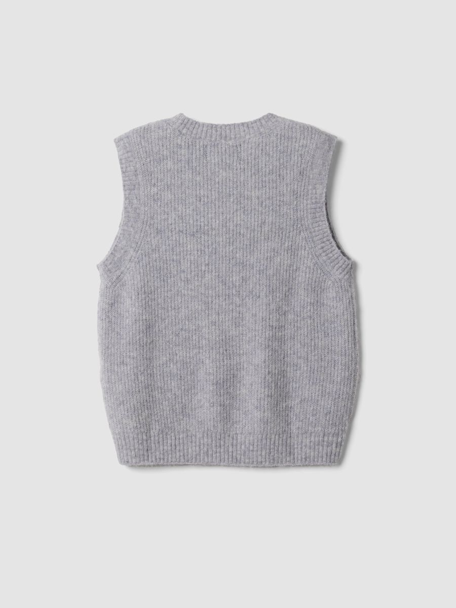 Grey crew-neck stretch wool and alpaca gilet_2