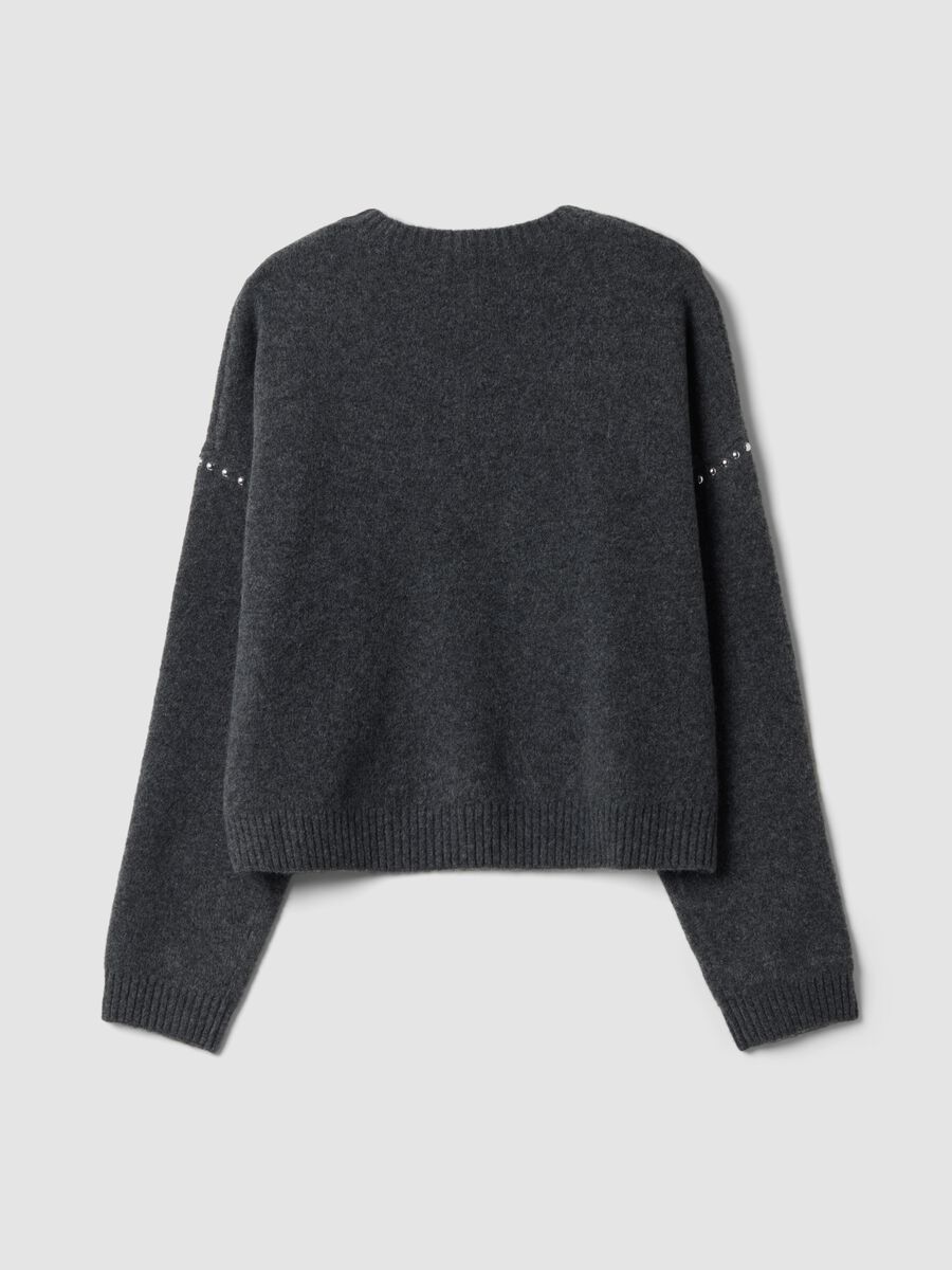 Grey stretch wool jumper with studded detailing_2