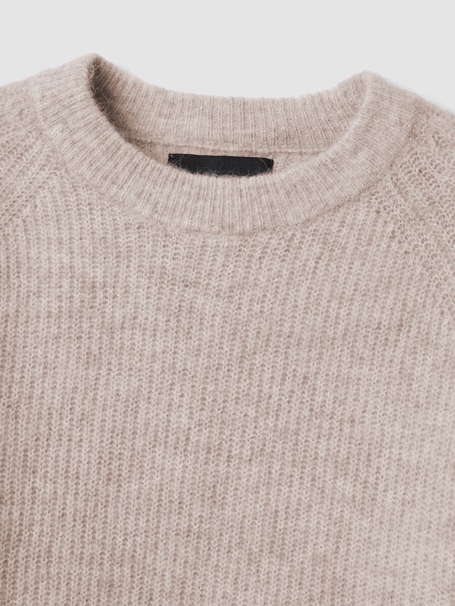 Beige stretch wool and alpaca crew-neck jumper_5