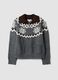 Grey jacquard cardigan with collar and zip, regular fit_0