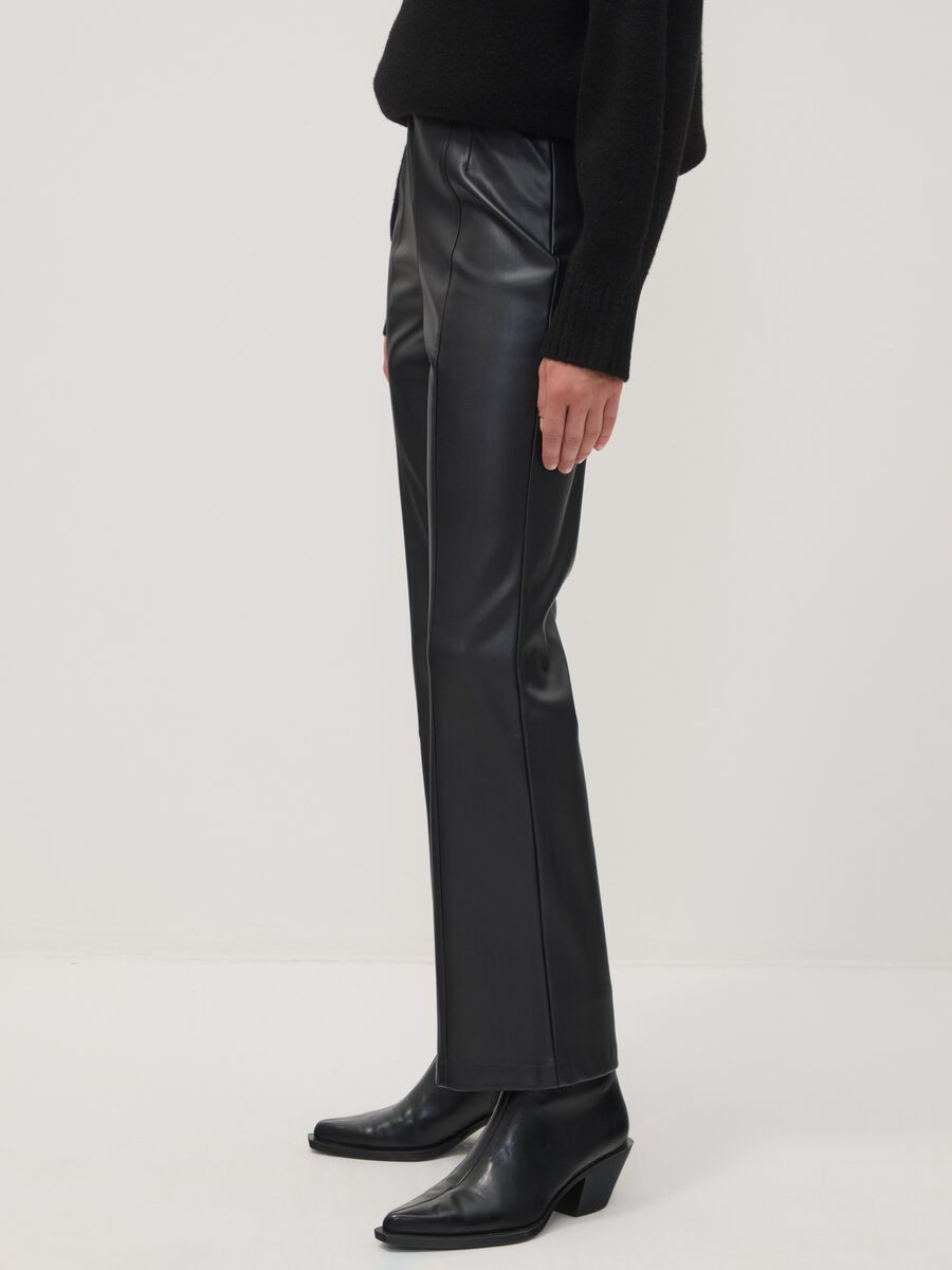 Black flare leggings with regular waist and elasticated band_2
