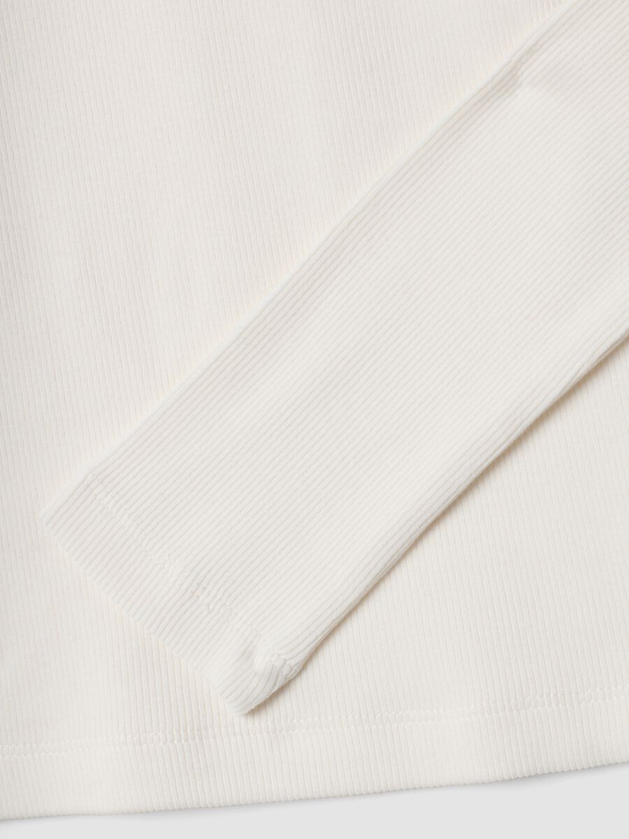 White slim-fit ribbed organic stretch cotton T-shirt_2