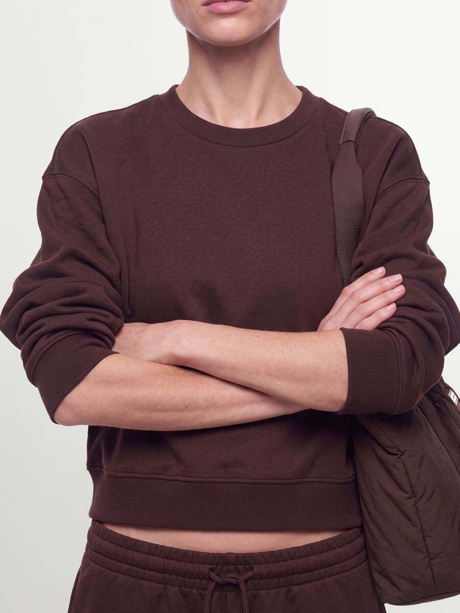 Brown cotton-blend crew-neck sweatshirt, regular fit_2