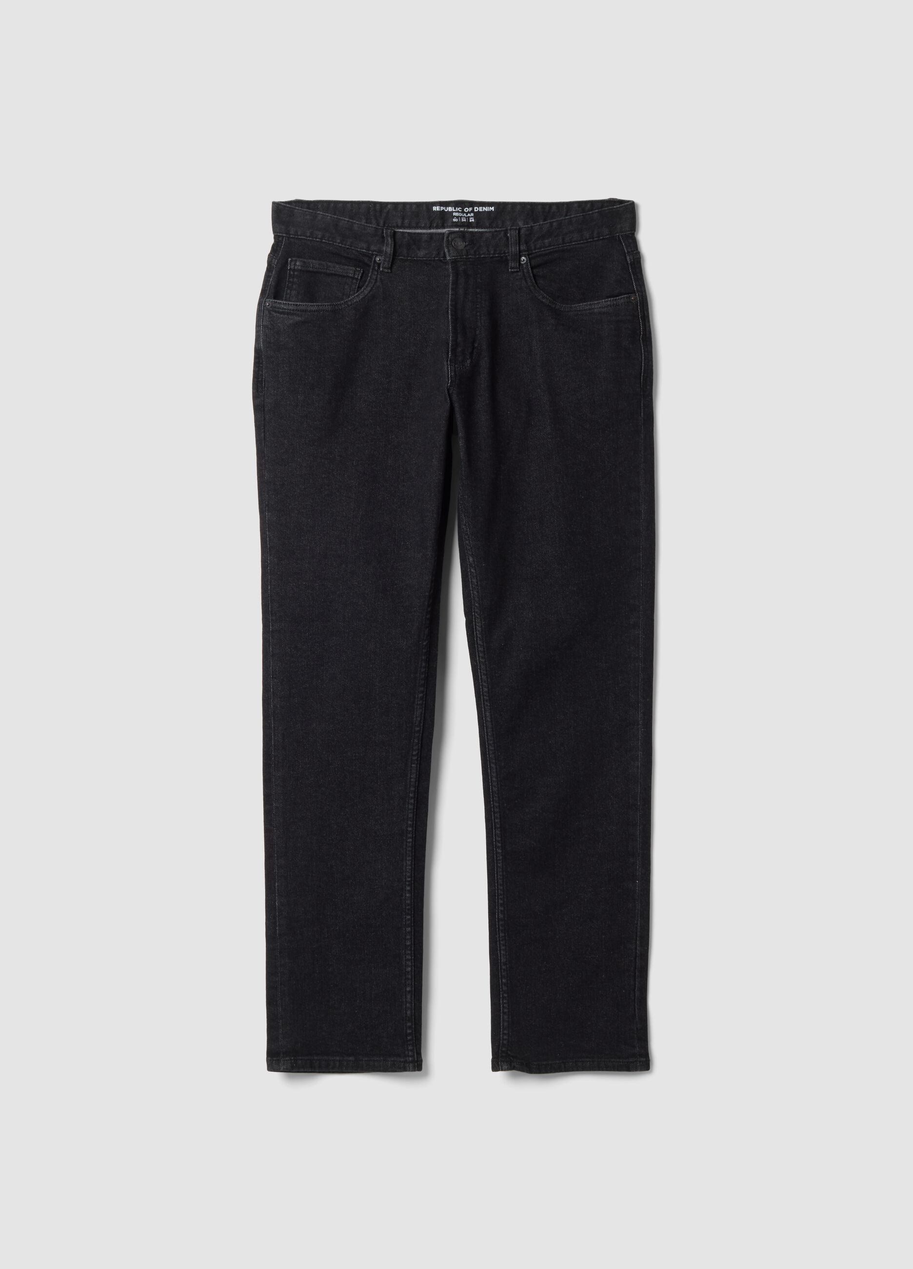 Jeans denim neri in cotone elasticizzato regular fit