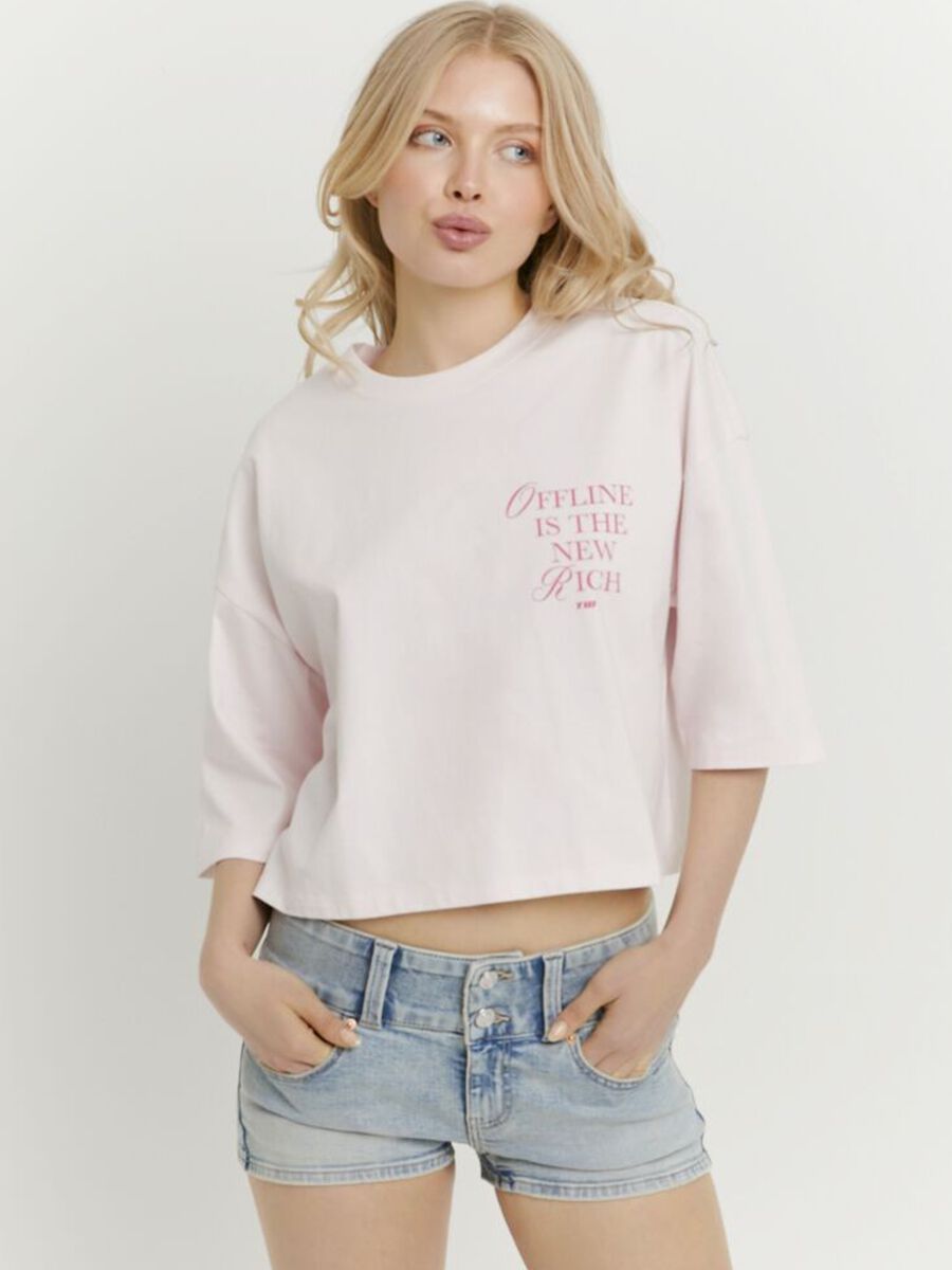Pink pure cotton short-sleeve T-shirt_0