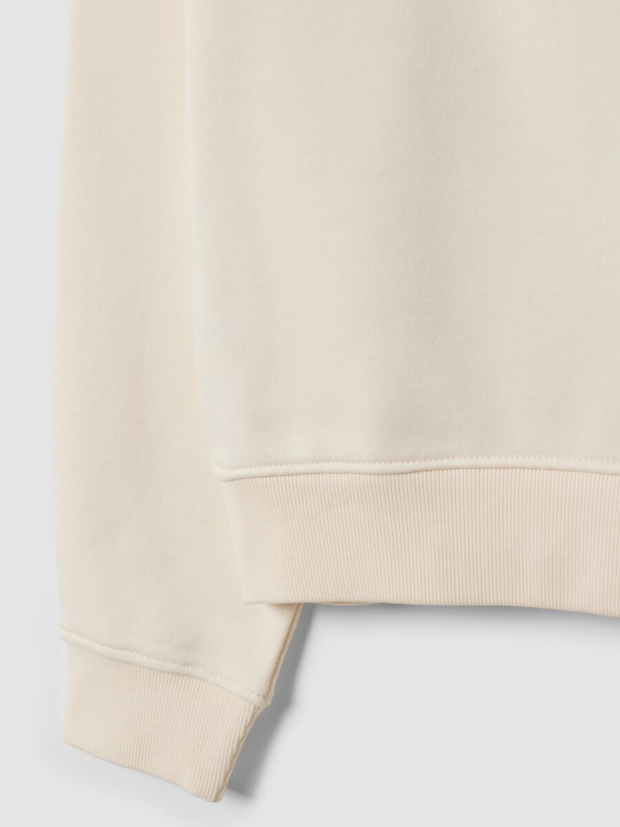 White cotton-blend crew-neck sweatshirt, regular fit_5