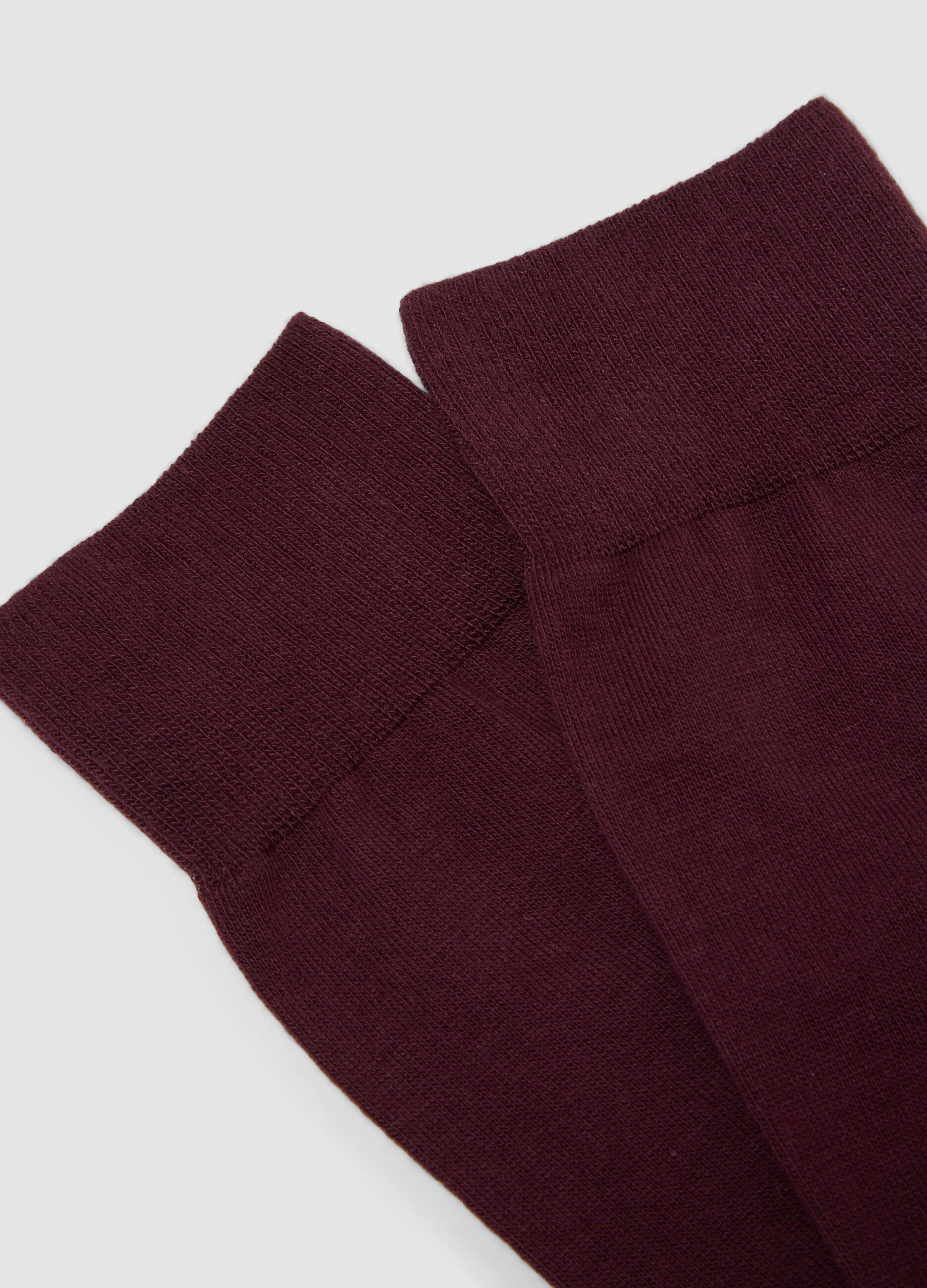 Burgundy red short socks in stretch cotton