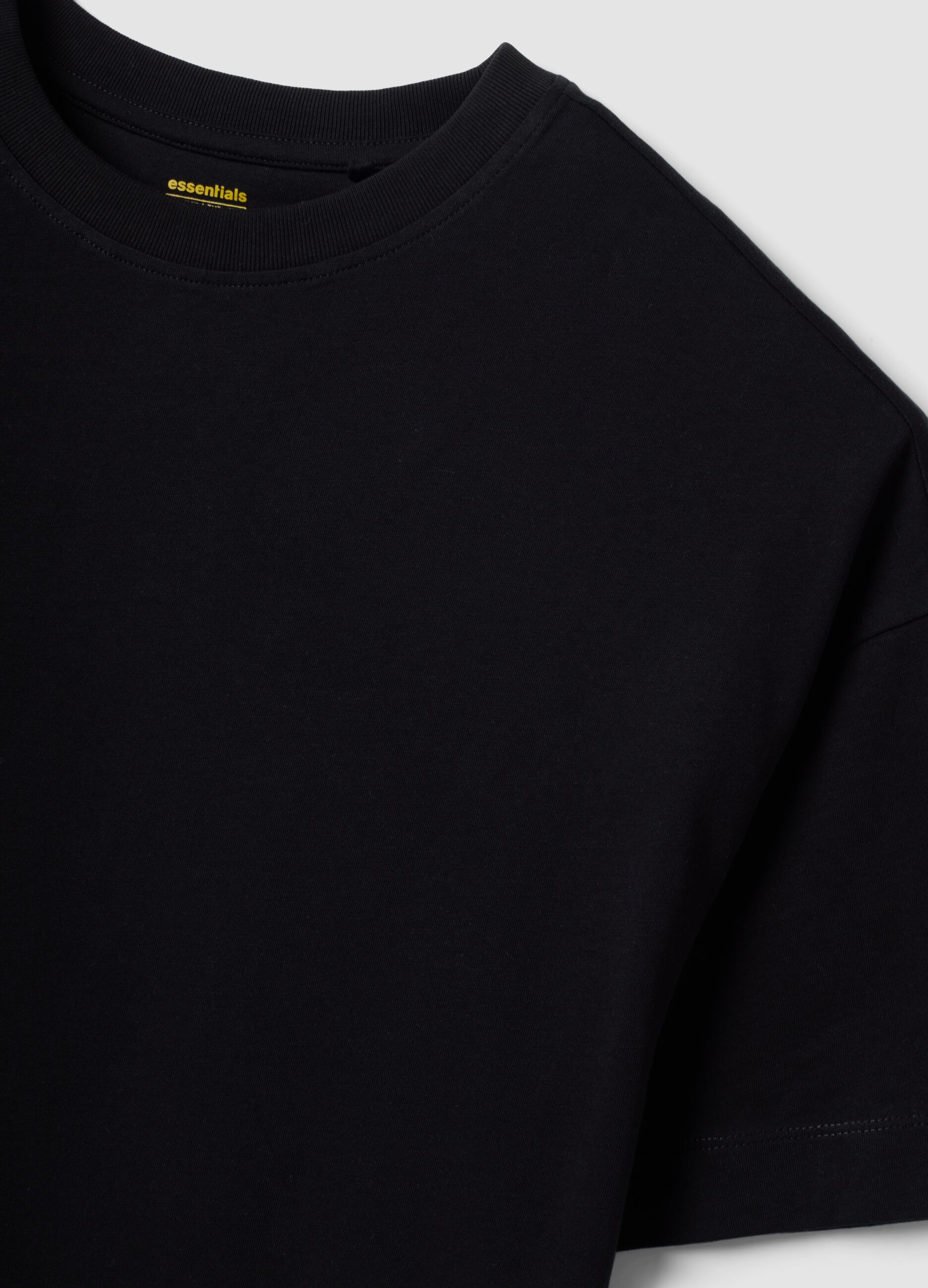 Black oversized-fit pure cotton short-sleeve T-shirt