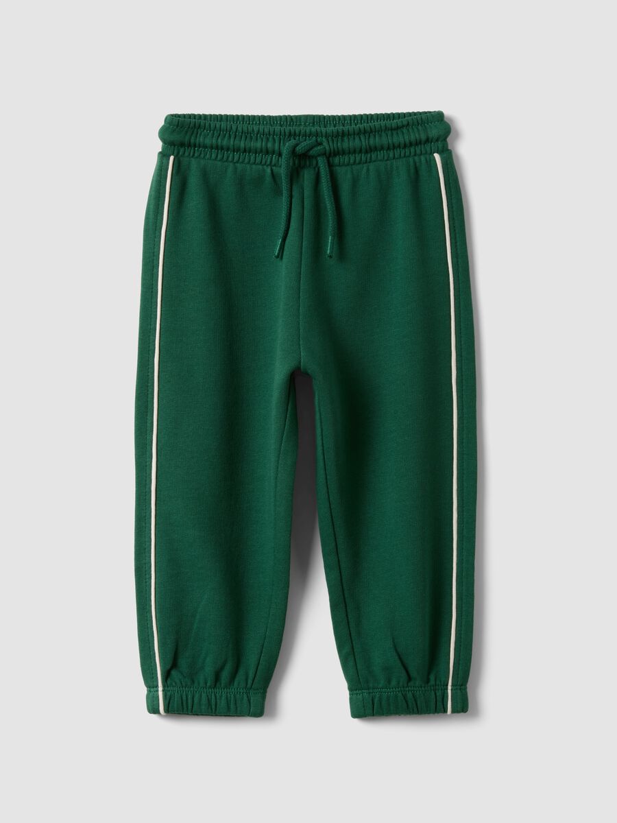 Green organic cotton jogger trousers with drawstring for baby boys_0