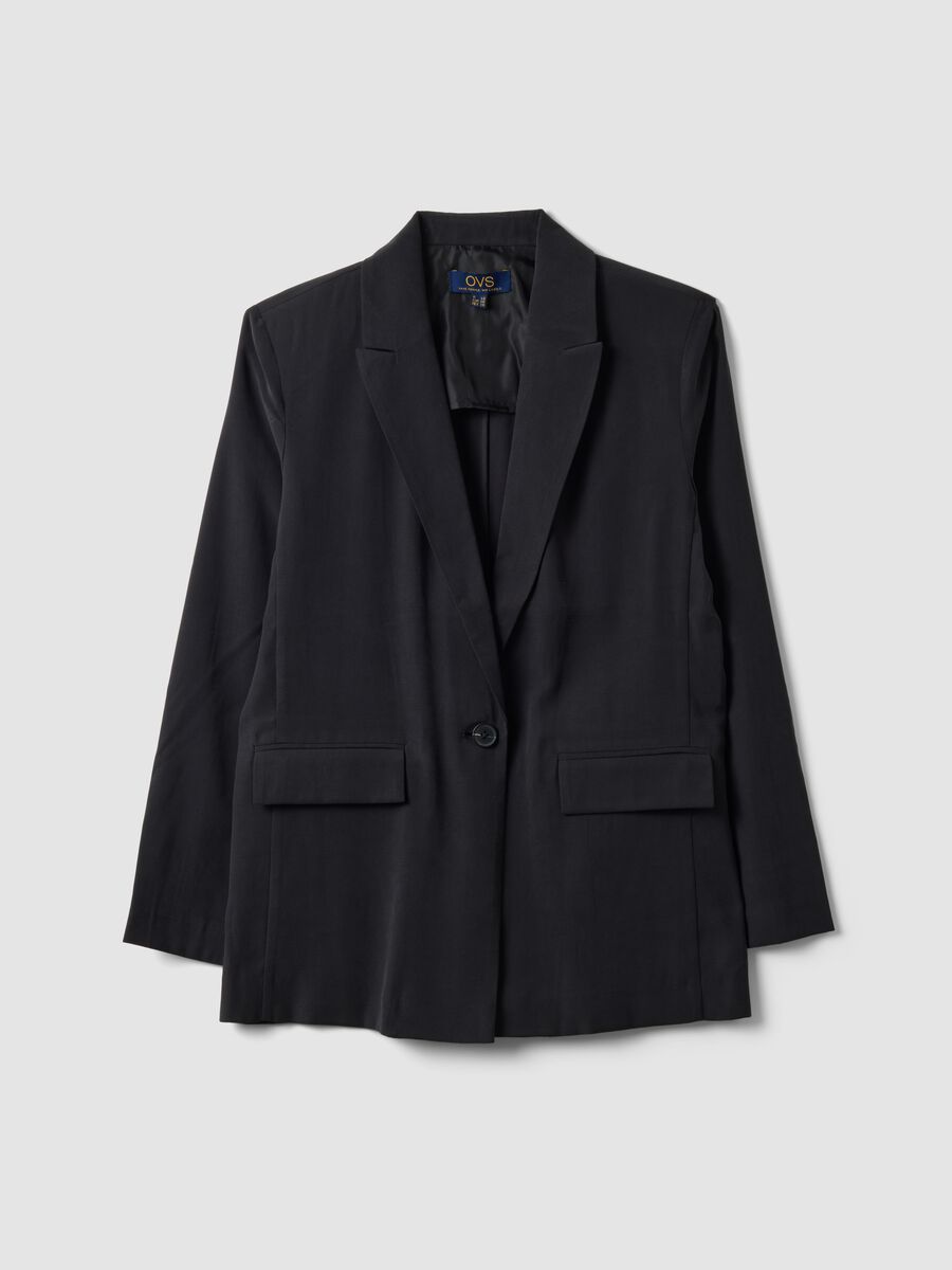 Black regular-fit viscose-blend blazer_4