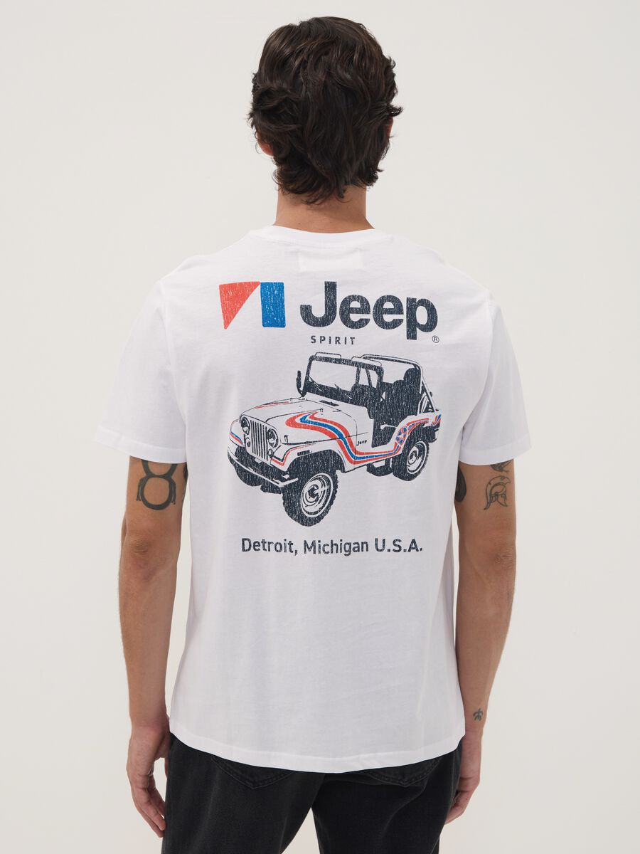 تيشيرت أبيض من قطن خالص بياقة دائرية مع طبعة Jeep_3