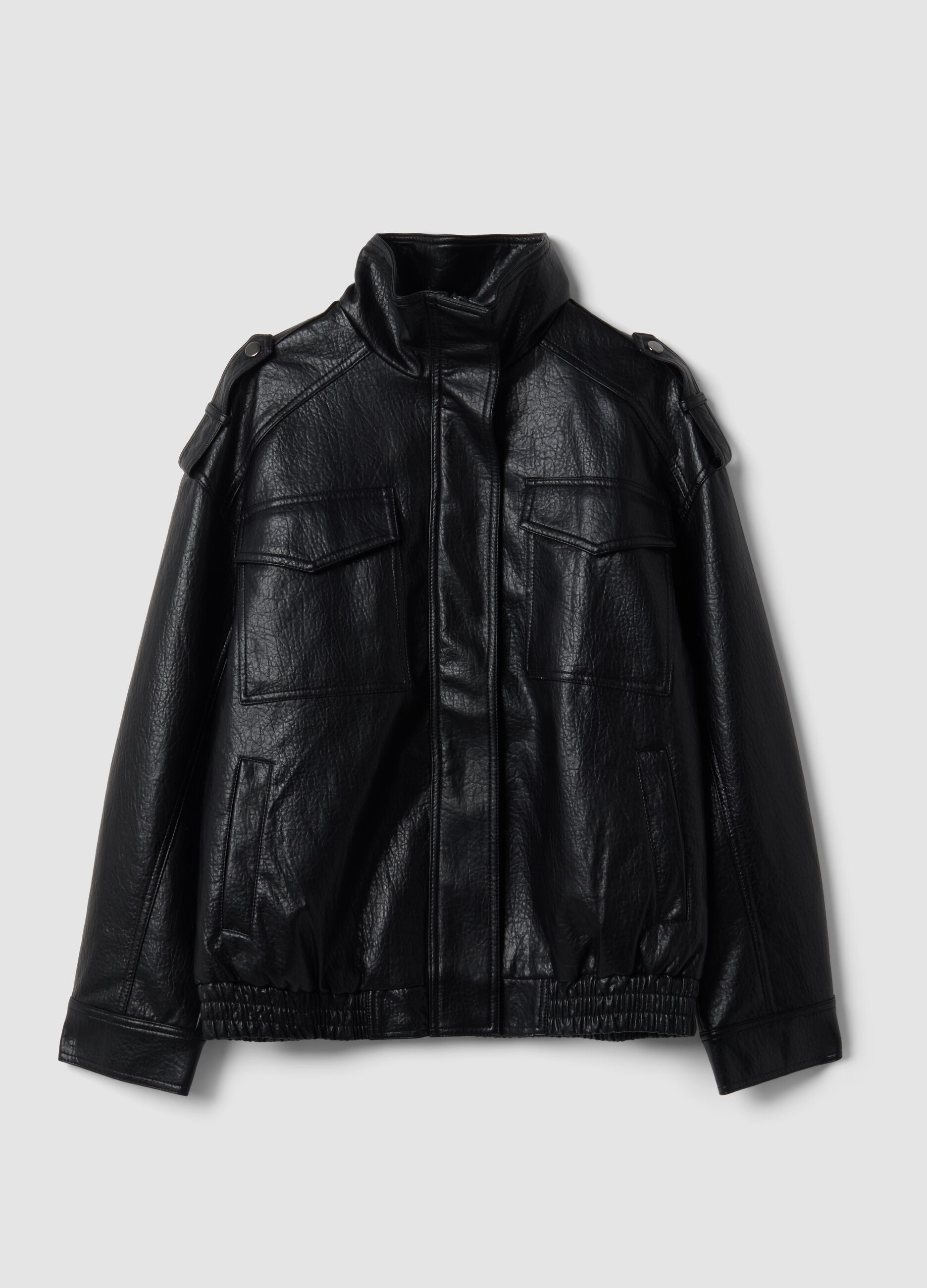 Giacca nera in misto viscosa con zip