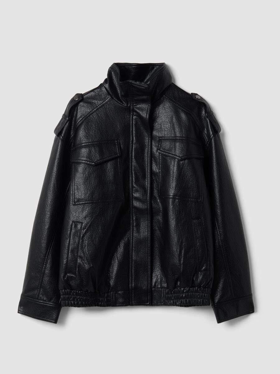 Black viscose-blend jacket with zip_0