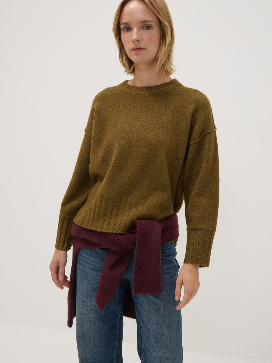 Green stretch-fabric oversized top_0