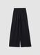 Pantaloni neri wide leg in viscosa elasticizzata con bande a contrasto_1