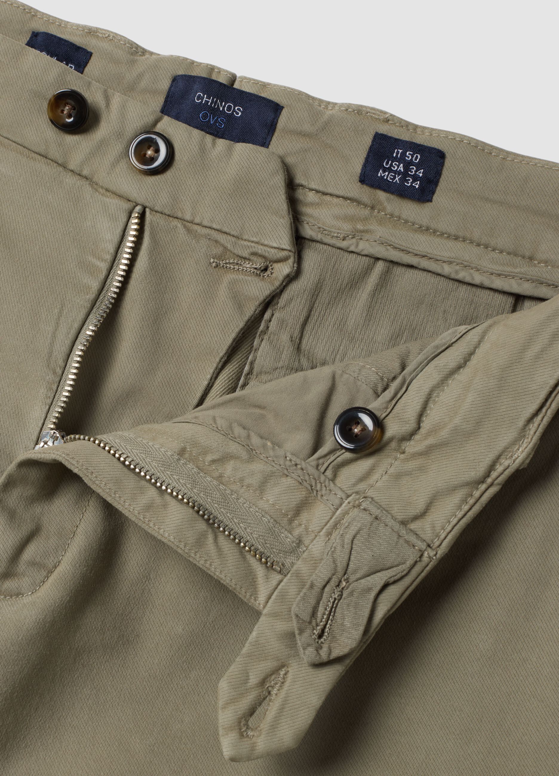 Pantaloni chino marroni in cotone e modal elasticizzato