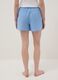 Regular-fit pure cotton checked pyjama shorts in white and light blue_2