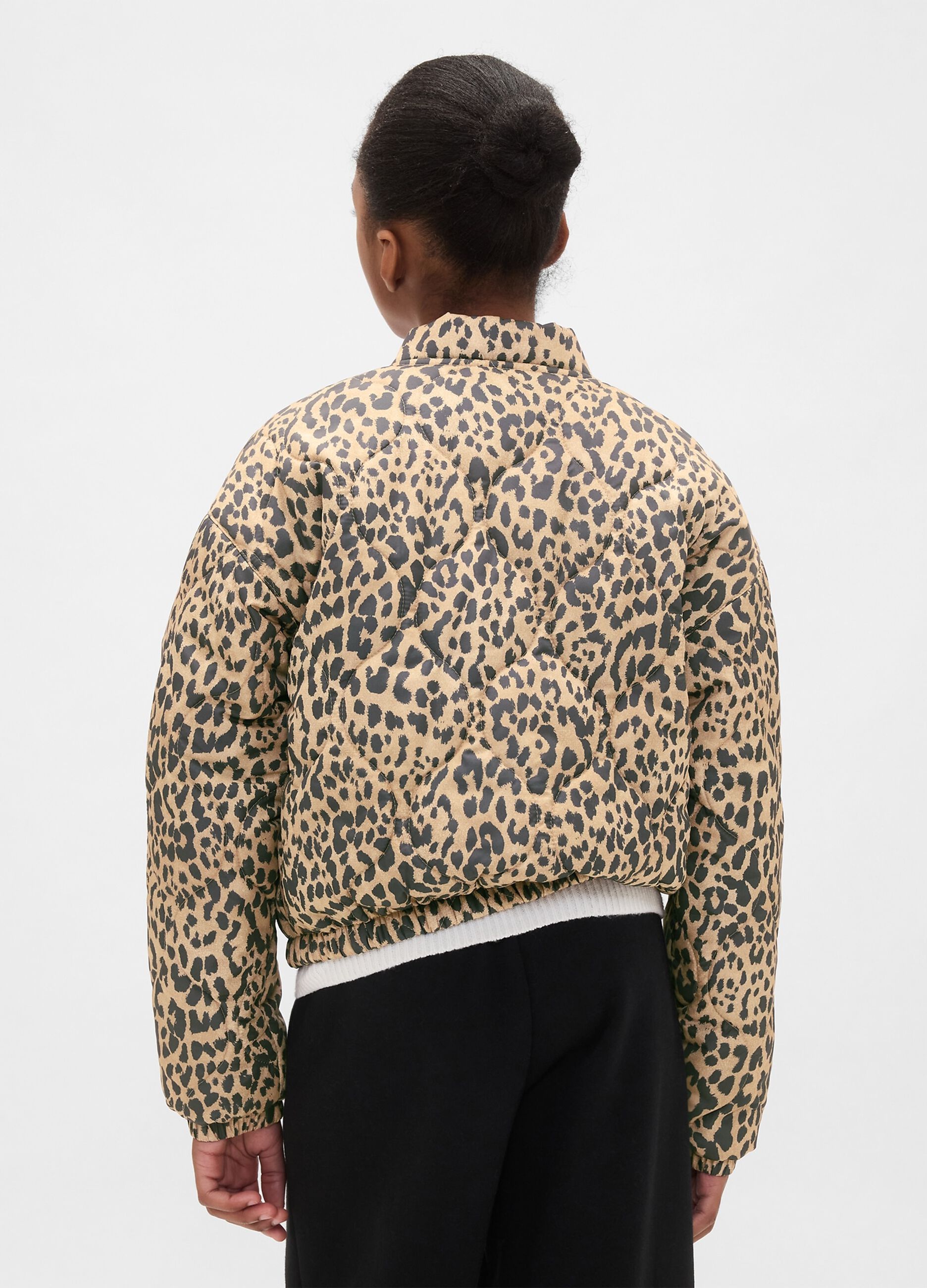Beige Leopard Print Bomber Jacket