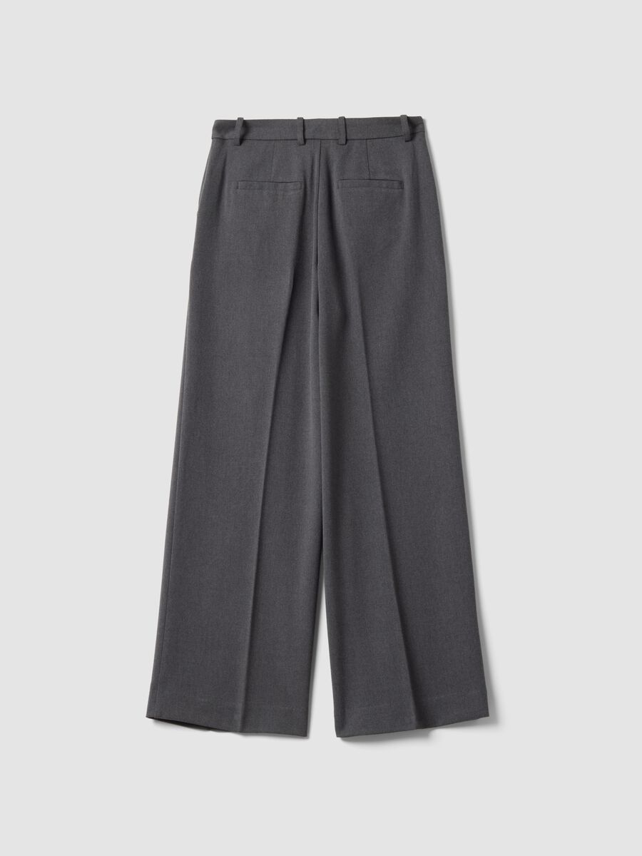 Grey flared formal trousers in stretch viscose_6