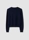 Maglia blu in pura lana con colletto polo_2
